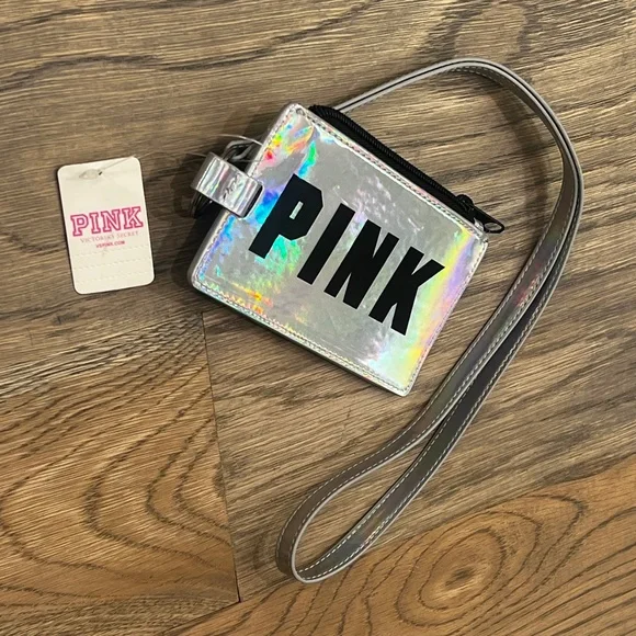 ✶Free!✶ PINK Wristlet + Lanyard Key Ring | FREE w/ $44 Purchase | Silver & Black - Picture 10 of 11